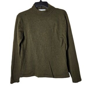 Stephanie Andrews Womens Green Merino Wool Mock Neck Sweater Medium Vintage Knit